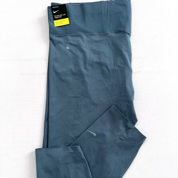 Nike DH4430 One Luxe Icon Clash  Mid-Rise Crop Leggings Green - Picture 7 of 7